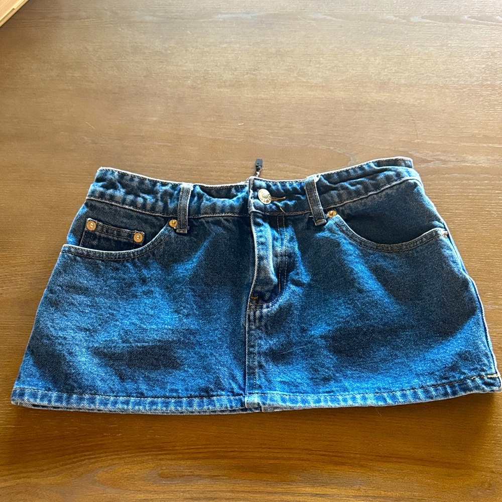 Edikted Dark Blue Denim Mini Skirt